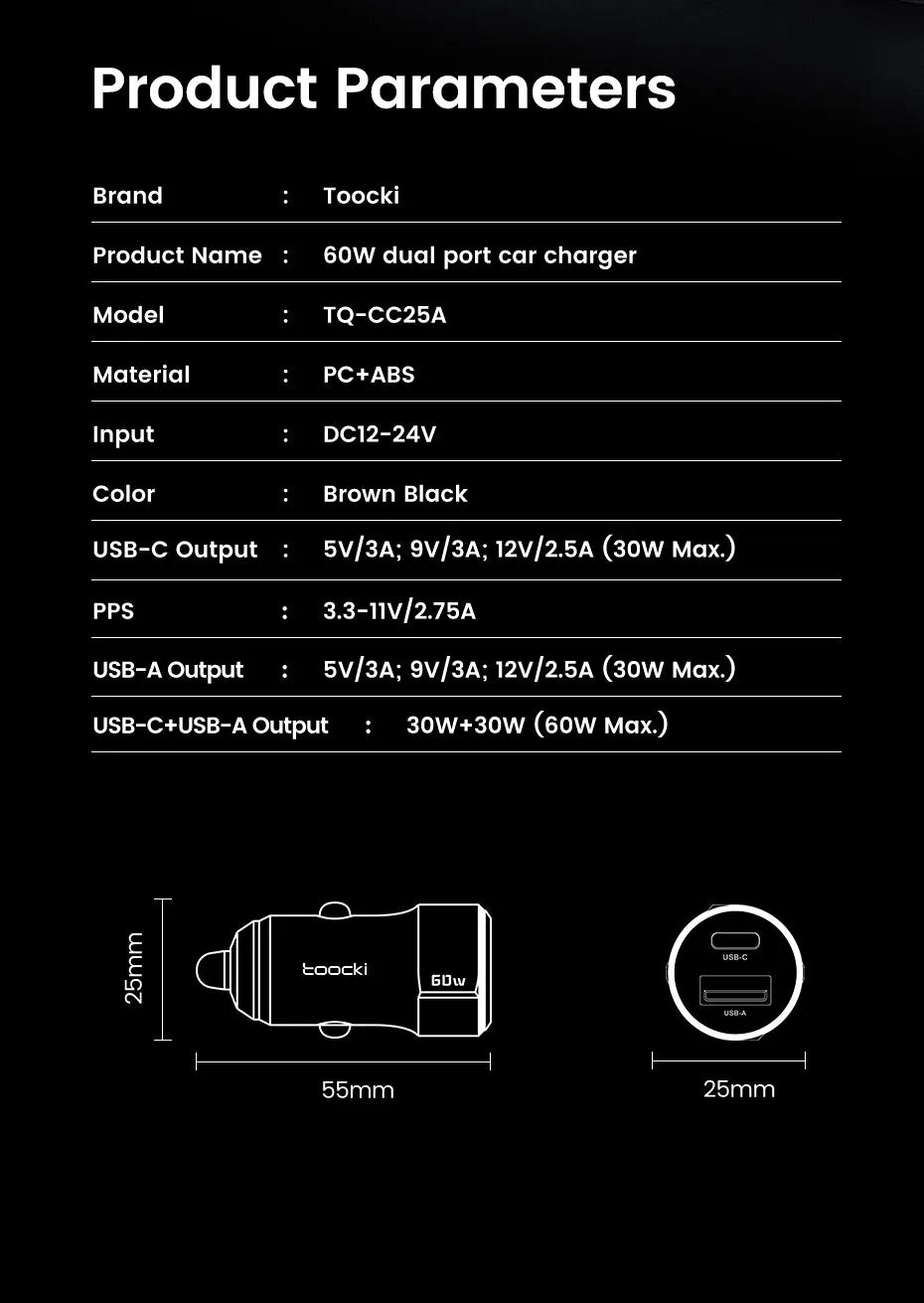 Toocki 60W Car Charger